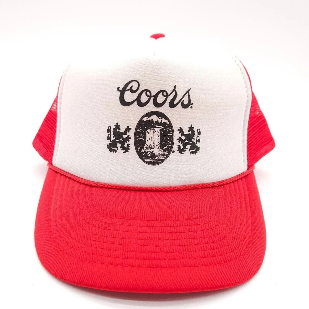 Vintage‎ Coors Banquet Beer Snapback Mesh Rope Trucker Ball Cap Foam White Red